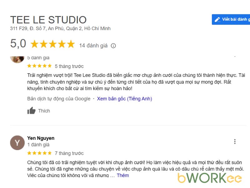 Đánh giá của khách hàng về Tee Le Studio