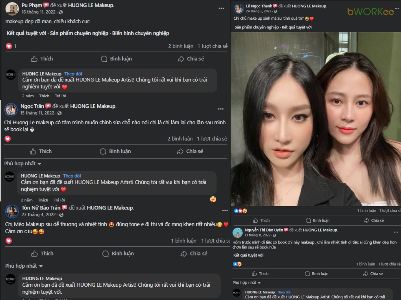 Đ&aacute;nh gi&aacute; thực tế của kh&aacute;ch h&agrave;ng về HUONG LE Makeup Artist