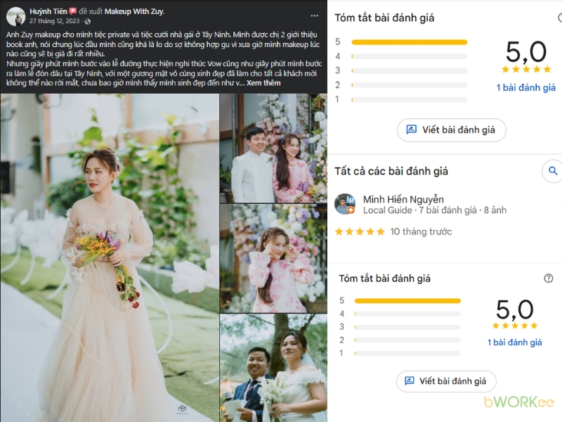 Đ&aacute;nh gi&aacute; của kh&aacute;ch h&agrave;ng về Makeup With Zuy