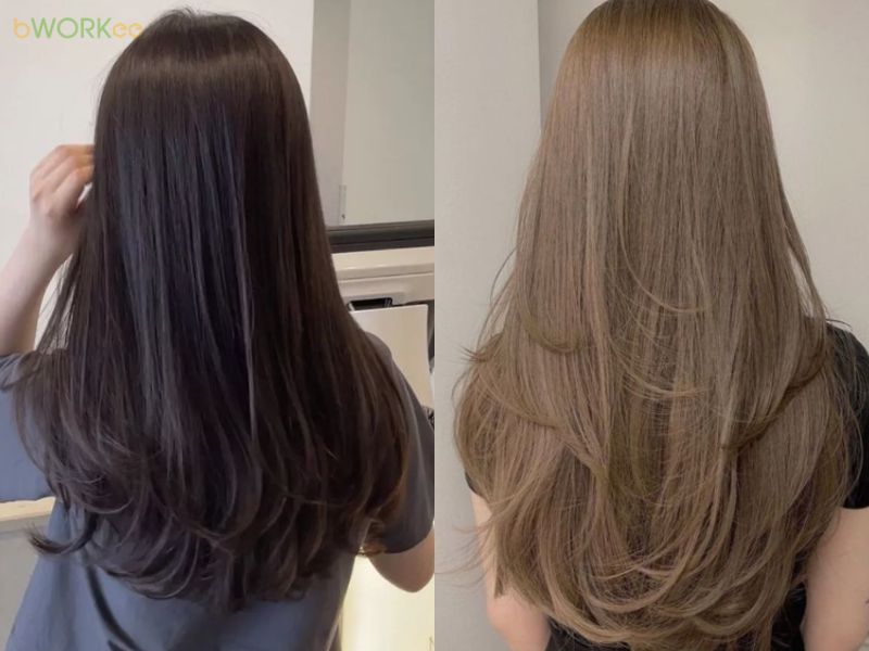 Tóc lá uốn nhẹ phần đuôi – Dễ chăm và thời trang
