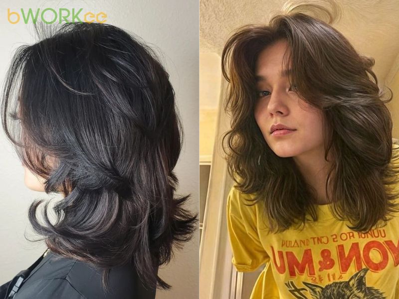 Wolf Cut uốn chữ C – “Hack” tóc dày tự nhiên