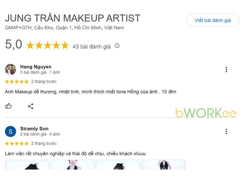 Đánh giá của khách hàng về JUNG TRẦN MAKEUP ARTIST