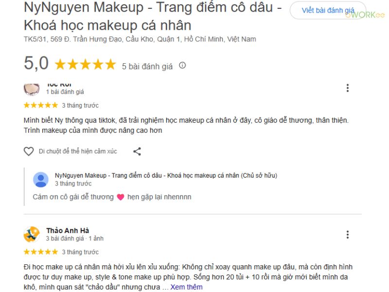 Những đánh giá về Make up Nguyễn Oanh