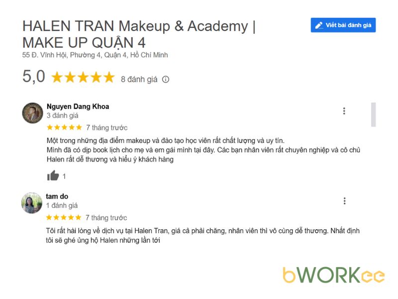 Đ&aacute;nh gi&aacute; thực tế của kh&aacute;ch h&agrave;ng tại Halen Tran Makeup