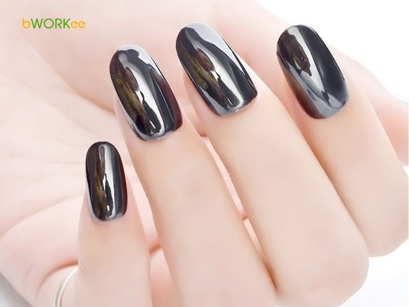 Nail đen tráng gương