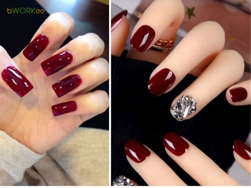 Mẫu nail màu đỏ mận – Thanh lịch và thu hút