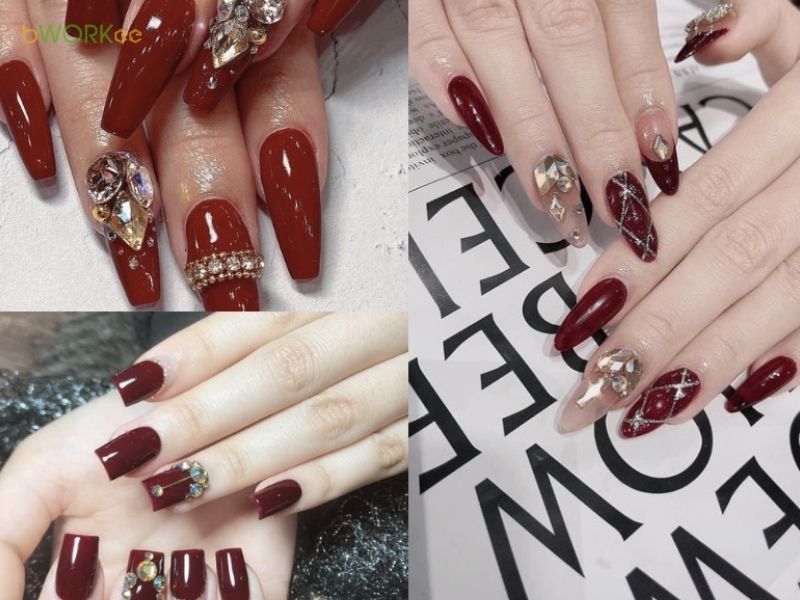 Mẫu nail màu đỏ rượu – Gợi cảm và quý phái