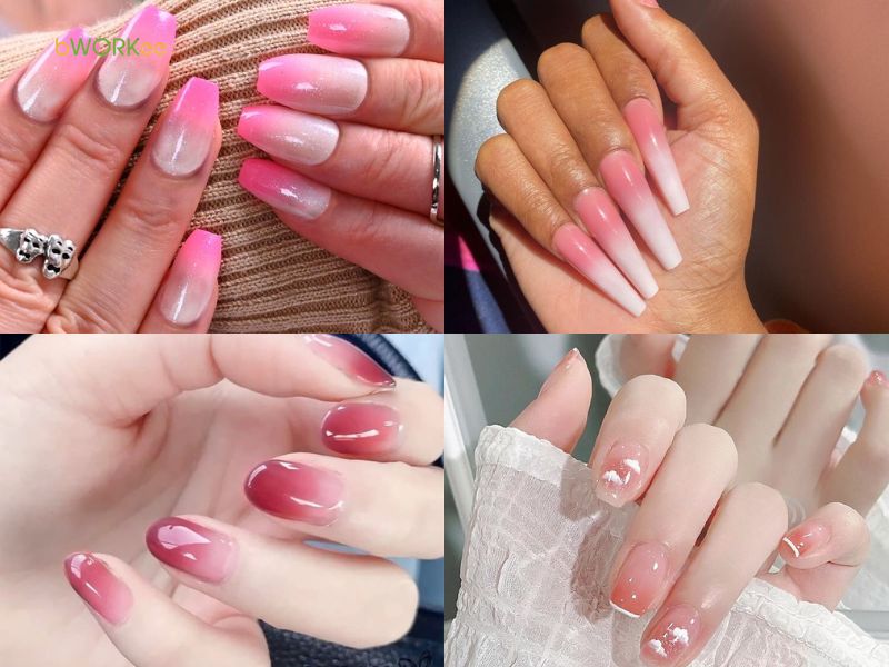 Mẫu nail ombre hồng đẹp