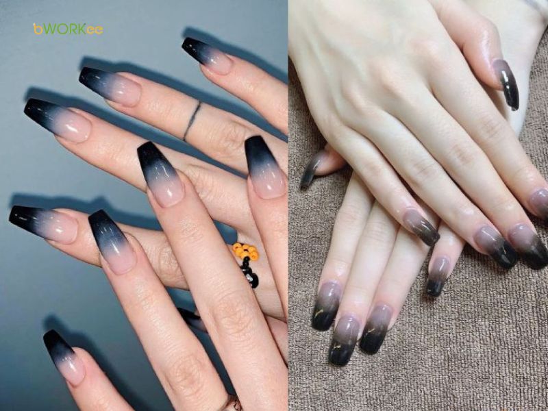 Mẫu nail ombre màu đen đẹp