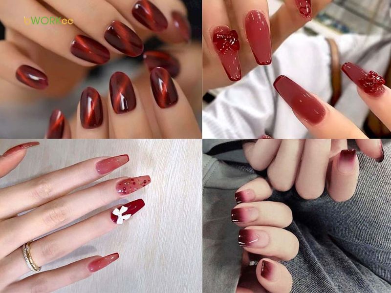 Mẫu nail ombre màu đỏ đẹp
