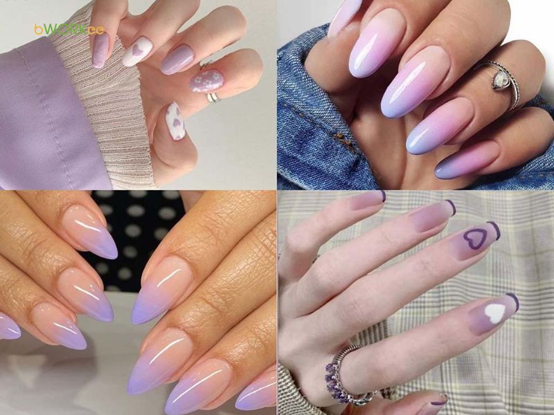 Mẫu nail ombre màu tím đẹp