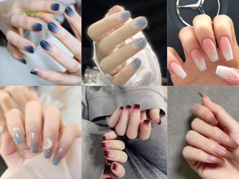 Mẫu nail ombre phong cách Hàn Quốc