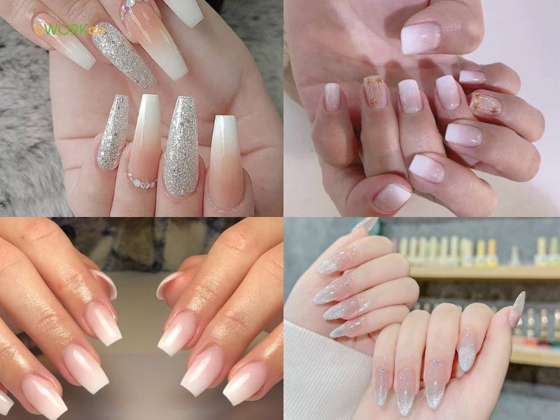 Mẫu nail ombre trắng đẹp