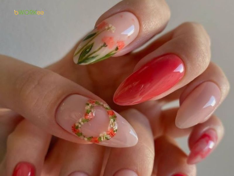 Mẫu nail ombre vẽ hoa đẹp