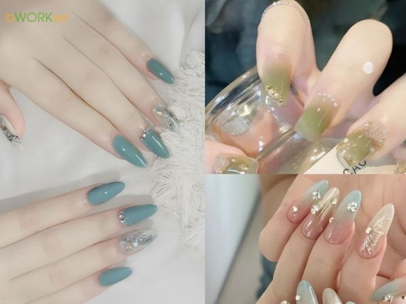 Các Kiểu Nail Màu Xanh Khác Theo Xu Hướng