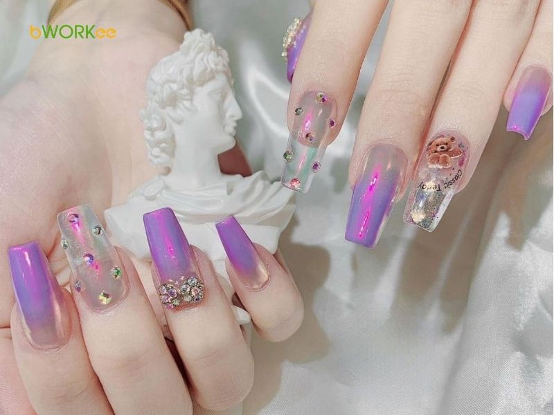 Mẫu nail màu tím đi chơi, dự tiệc
