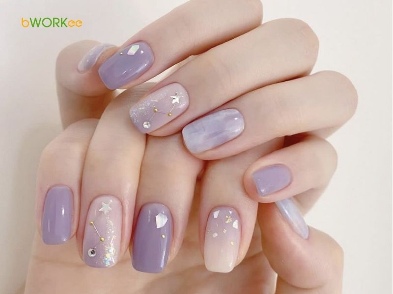 Các mẫu nail màu tím đi làm/Công sở