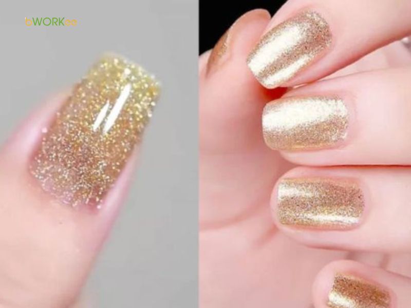 Sơn móng tay nhũ màu vàng