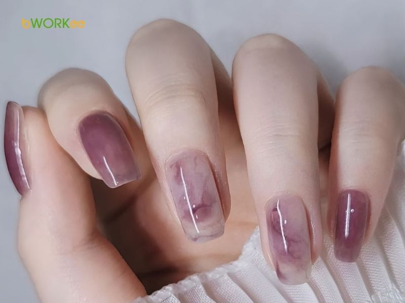 Nail màu tím hồng