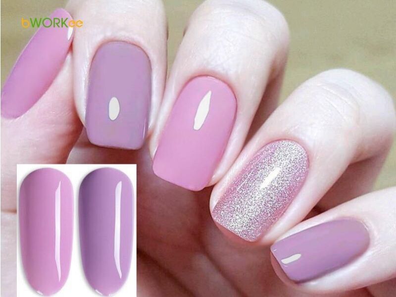Nail màu tím hồng