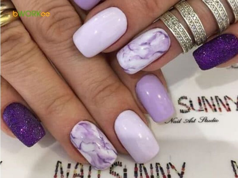 Nail màu tím loang