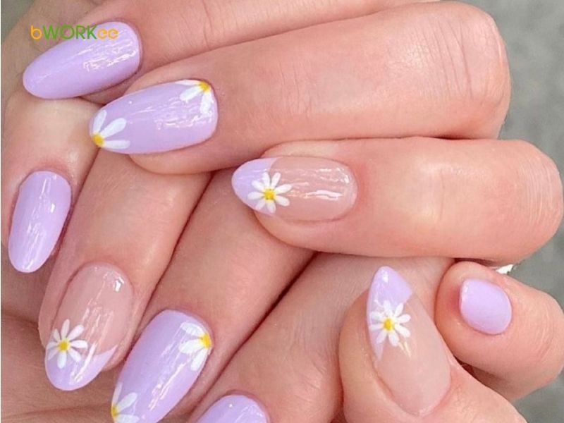 Nail màu tím nhạt/Nail tím pastel