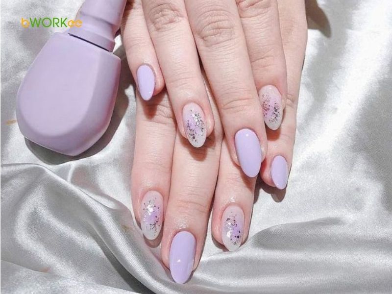 Nail màu tím nhạt/Nail tím pastel