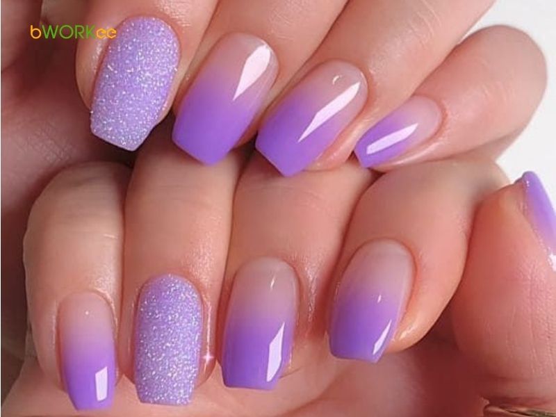 Nail màu tím xinh ombre