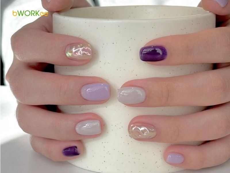 Nail màu tím thạch