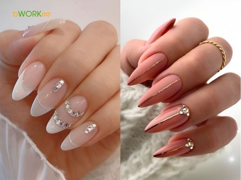 Mẫu nail đính đá đơn giản mà đẹp