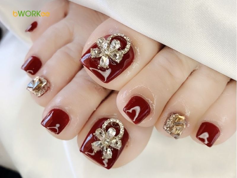 Hình ảnh mẫu nail đính đá đẹp