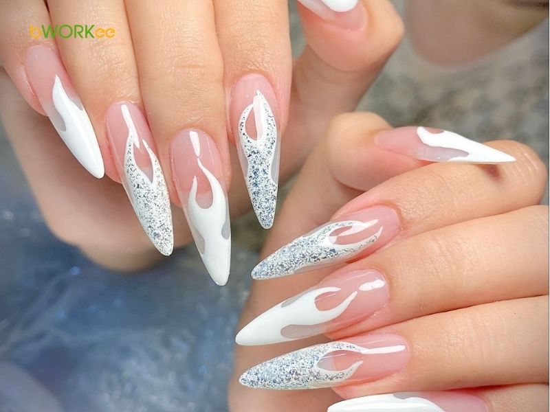 Các mẫu nail màu trắng độc đáo khác