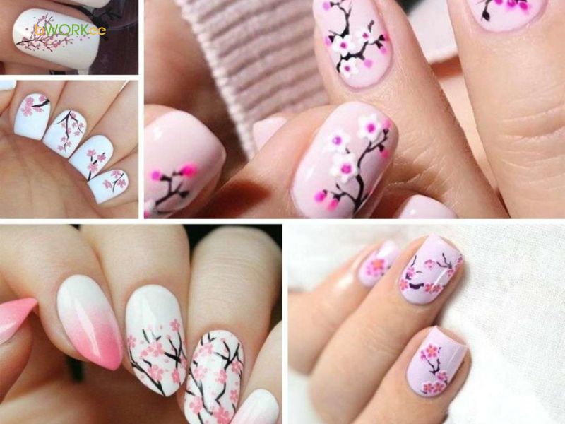 Mẫu móng vẽ hoa đẹp 3D