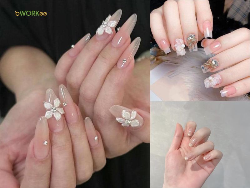 Mẫu nail trong suốt đơn giản