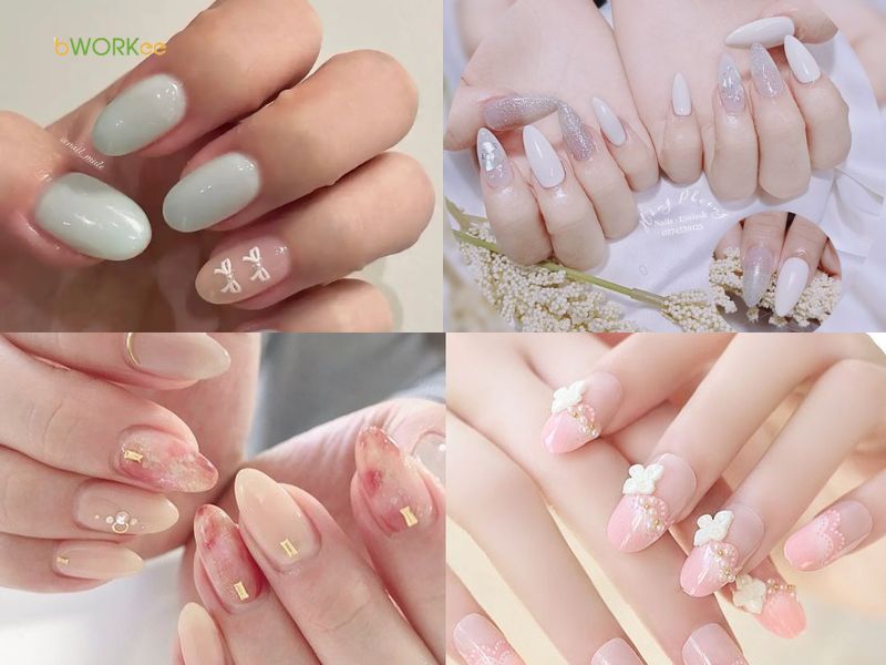 Móng hoa pastel thanh lịch
