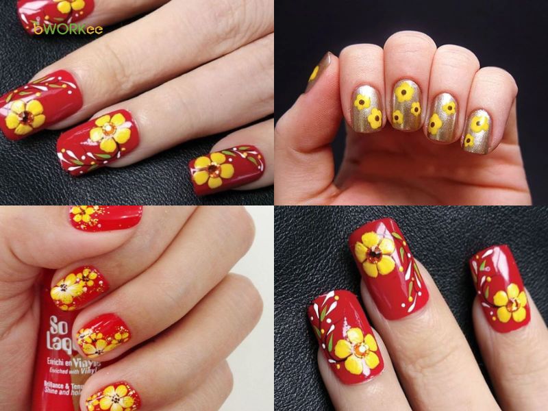 Nail hoa mai tươi trẻ