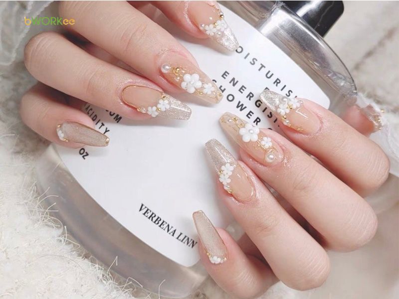 Nail hoa tuyết trắng thanh nhã