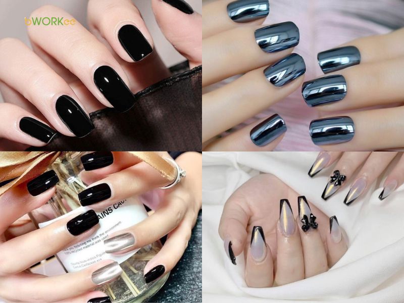 Nail tráng gương màu đen