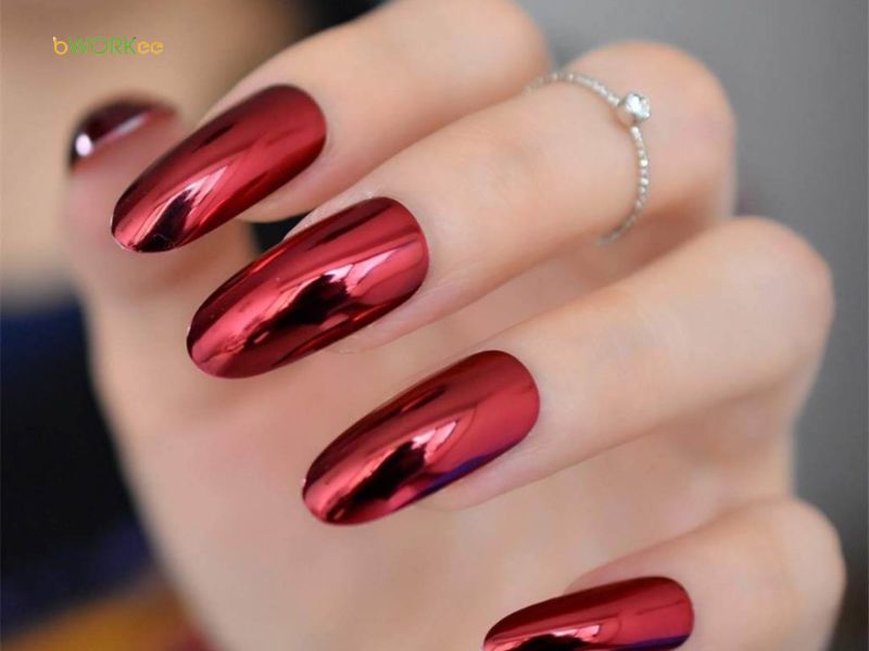 Nail tráng gương màu đỏ