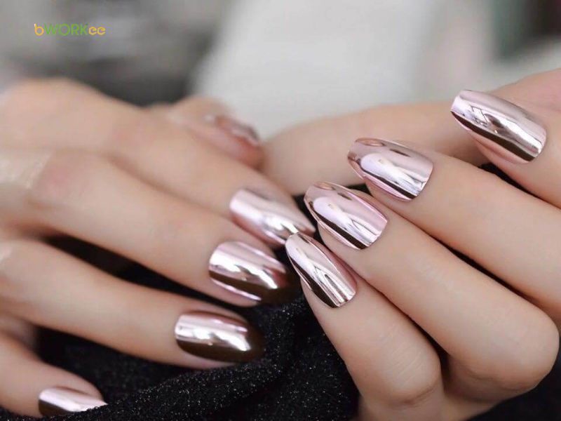 Nail tráng gương màu hồng