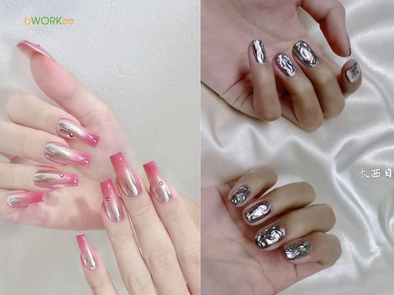 Nail tráng gương ombre