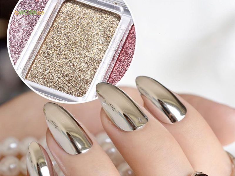 Nail tráng gương phủ kim tuyến