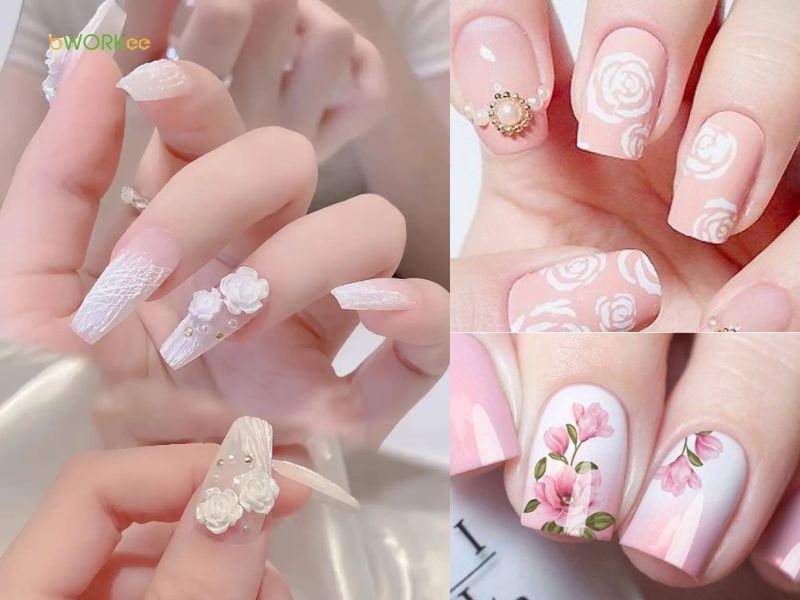 Nail vẽ hoa hồng quyến rũ