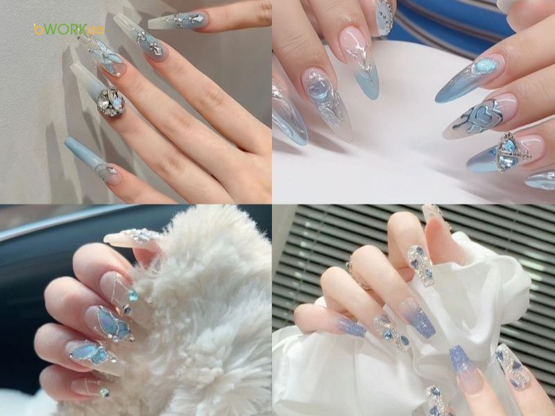 Nail Ombre Kết Hợp Với Đính Đá