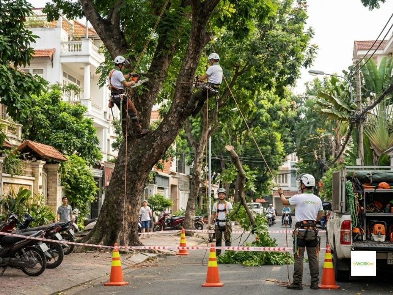 Quy tr&igrave;nh chặt c&acirc;y xanh an to&agrave;n v&agrave; chuy&ecirc;n nghiệp